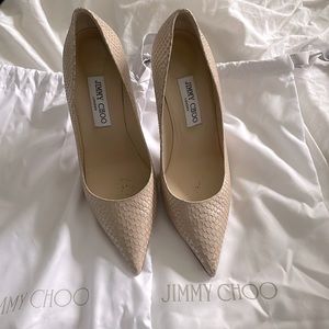 Jimmy choo nude snakeskin pumps, worn twice, 38 1/2